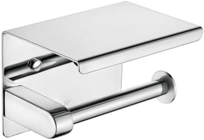Zelfklevende Toiletpapierhouder met Opbergplank - Zilverkleurig RVS - Inclusief Bevestigingsmateriaal - Badkamer Accessoire voor Telefoon en Spullen