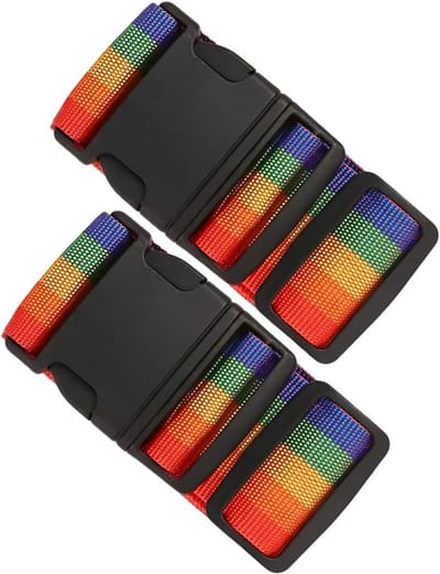 Dikke Verstelbare Kofferbanden - Reisaccessoires met Snelle Ontgrendeling, Regenboogkleuren, 2 Stuks voor Veiligheid en Gemak tijdens het Reizen