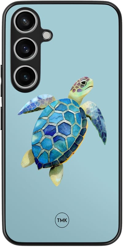 Hoesje geschikt voor Samsung Galaxy A35 - Schildpad - Blauw - TPU case - Print - Hardcase zwart telefoonhoesje