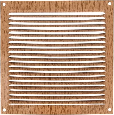 Ventilatierooster - Luchtuitlaat rooster - Luchtcirculatie verbeteren - Vierkant aluminium - 170 x 170 mm - Houtkleur