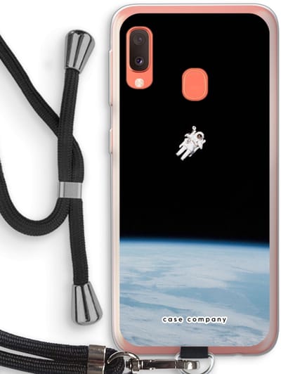 Case Company® - Hoesje met koord geschikt voor Samsung Galaxy A20e hoesje met Koord - Alone in Space - Telefoonhoesje met Zwart Koord - Bescherming aan alle Kanten en Over de Schermrand