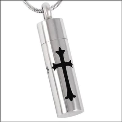 Aramat Jewels | Gedenkhangers | Stalen Kruis Ashanger - Symbolische Herinnering | Buis met kruis-4.5-1cm | |20mm | Staal | Volwassenen | Verkleurd niet