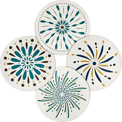 Boho ronde set van 4 placemats, katoenen touw geweven placemats, hittebestendige antislip placemats voor keuken, huis, restaurant, eettafel, diameter 30 cm