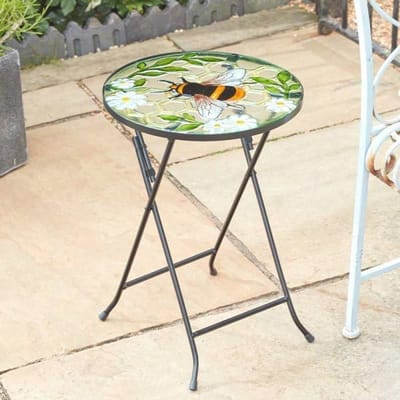 Glazen Tuintafel met Decoratief Ontwerp - Opvouwbare Bistrotafel voor Buiten en Binnen