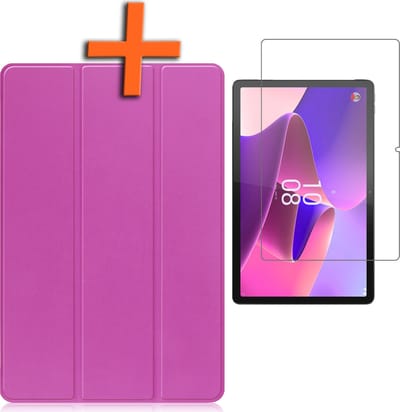 Hoesje - Geschikt voor Lenovo Tab P11 Pro - Met Screenprotector - Trifold Bookcase - Hard Cover Case - Met Uitsparing Geschikt voor Lenovo Pen - Hardcover Book - Tablet Hoes - Paars