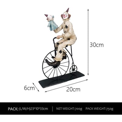 Europese Retro Circus Clown Figuur Schattige Pop Hars Ornamenten Creatieve Huis Modelkamer Decoratie gray