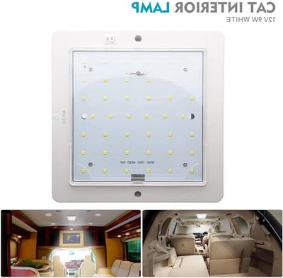 Riloer 12V 9W auto LED-binnendaklamp, witte verlichting Ultradunne spotlicht vierkante leeslamp, universeel voor bestelwagens, aanhangwagens, caravans, vrachtwagens, autolaarzen