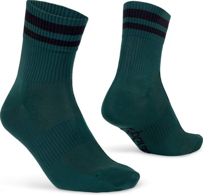 GripGrab - Original Stripes Crew Zomer Fietssokken Gestreepte Retro Wielersport Sokken Coolmax - Unisex - Groen - Maat XS (35-38)
