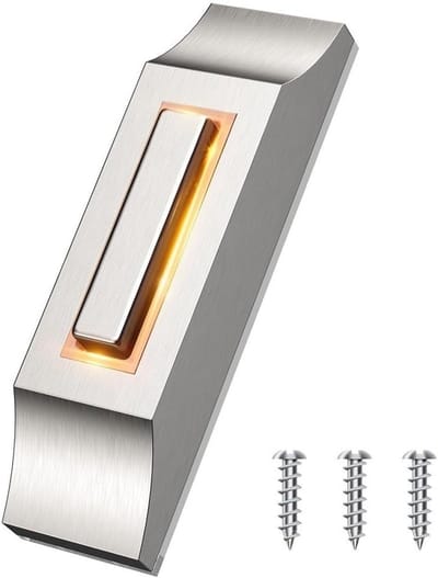 Verlichte Metalen Deurbel Drukknop - LED Bedraad Zilver - Weerbestendig