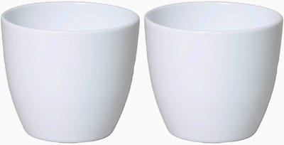 Floran Bloempot/plantenpot Boule - 2x - wit - keramiek - 10 x 12 cm