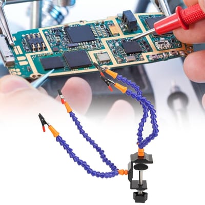 Flexibele 4 Armen Soldeerhouder Blauw Multifunctioneel voor Repareren en Fixeren van Printplaten