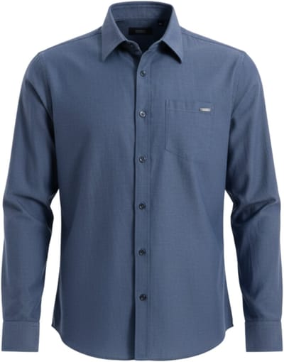 OMBRE Overhemd - Regular Fit - Katoen - Lange Mouw Denimblauw S