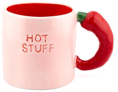 Roze mok spicy peper met tekst 'Hot stuff' - koffiemok - cadeau - servies - koffiemok
