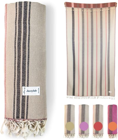 Dailygoods- Hamamdoek 100% katoen - Handgeweven jacquard - Bad-/sauna-/stranddoek - Oosterse stijl - Natuurlijke kleuren - 100x200 cm
