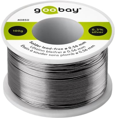 Goobay Loodvrij soldeertin van 0,56 mm, 100 g, met 2,5% vloeimiddel, smeltpunt 217 °C