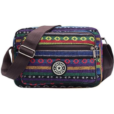 Meerlaagse Messenger Bag Dames Gestreept Canvas Enkele Tas Vrouw Mobiele Telefoon Crossbody Tas Nylon Oxford Schoudertas gray