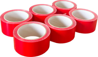 Kortpack - PP-acryl tape - Rood - 50mm x 66mtr - 6 rollen - Verpakkingstape - Low noise tape - (020.0807)