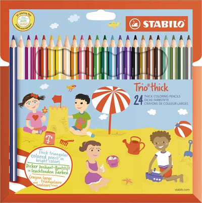 Kleurpotloden STABILO 203 Trio dik assorti blister à 24 stuks
