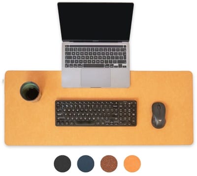 Bureau onderlegger - 85 x 34 cm - Leer - Blond Bruin - Bureaumat - Muismat XXL - Antislip - Waterafstotend - Ray | Made out of