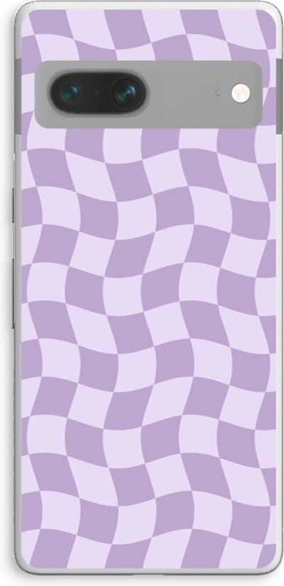 Case Company® - Hoesje geschikt voor Google Pixel 7 hoesje - Grid Paars - Soft Cover Telefoonhoesje - Bescherming aan alle Kanten en Schermrand