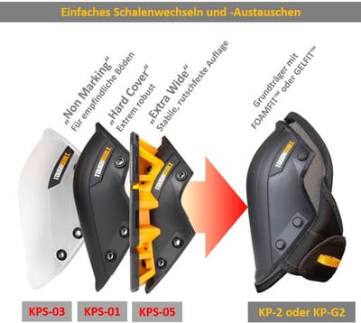 Kniebeschermer schalen - Opzetstukken - Comfortabel werken - Extra breed steunvlak - 1 paar - Zwart