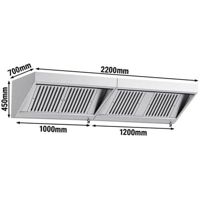 GGM Gastro Wandhaube - 2200mm - mit Filter & Lampe