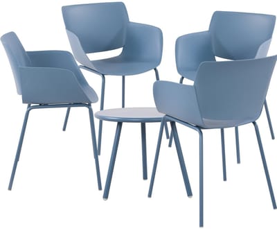 CLP Minota Tuinset - Set van Minot tafel en Alpena stoelen - weerbestendig - UV-bestendig - blauw 4 stoelen