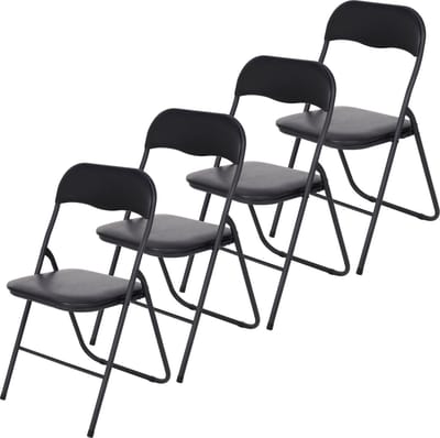Infinity Goods Set van 4 Klapstoelen - Vouwstoelen - PVC - Eettafelstoelen - Opklapbare Stoelen - 43 x 47 x 80 CM - Stoelen - Zwart