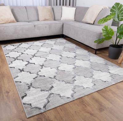 Grijs Tapijt Laagpolig Vloerkleed Koho Marbella - 280x380cm- Modern - Woonkamer - Salon - Slaapkamer - Eetkamer