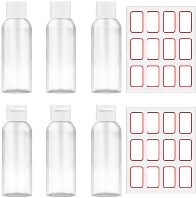 Dailygoods- Reisflessen Set van 6 - 80 ml Plastic - Transparante Fles voor