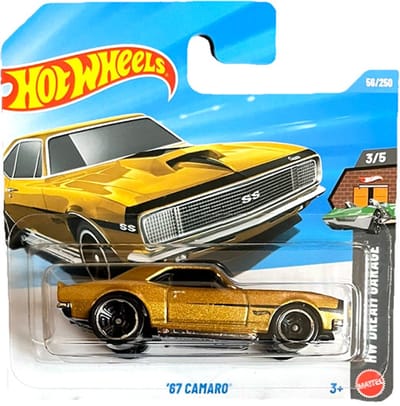 HOT WHEELS CHEVROLET '67 CAMARO GOLD 56/250 HW DREAM GARAGE 3/5 SHORT CARD 2026