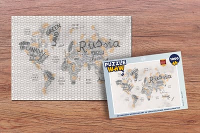 Puzzel Wereldkaart - Letters - Bruin - Legpuzzel - Puzzel 1000 stukjes volwassenen