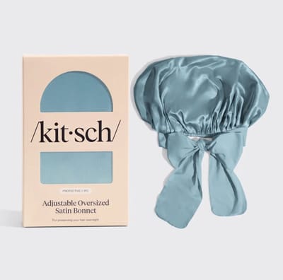 Kitsch Oversized Satin Bonnet - Verstelbare Satijnen Slaapmuts - Haze Blue - Anti-Frizz & Bescherming Tegen Haarbreuk