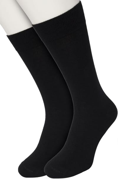 Bonnie Doon Basic Sokken Heren Zwart maat 40/46 - 2 paar - Basis Katoenen Sok - Gladde Naden - Brede Boord - Uitstekend Draagcomfort - Perfecte Pasvorm - 2-pack - Multipack - Effen - Black - OL6324012.101