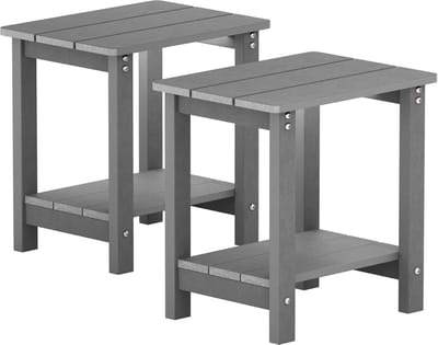 Tuin bijzettafel - Buitenmeubel - Ontspannen buiten - Weerbestendig materiaal - 41x32x42 cm - Grijs
