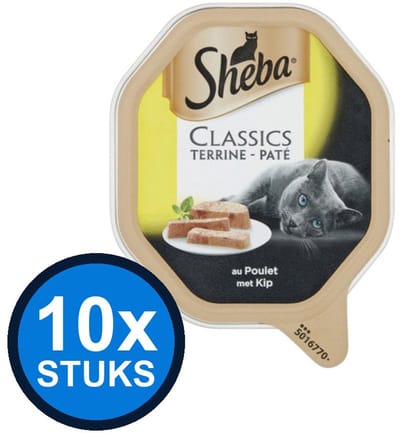 10x Sheba - Classic Paté Kip - Kattenvoer Natvoer - 85g