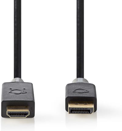 Nedis DisplayPort-Kabel - DisplayPort Male - HDMI Connector - 4K@30Hz - Verguld - 1.00 m - Rond - PVC - Antraciet - Doos