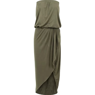 Urban Classics - Bandeau Midi Asymmetric Lange jurk - S - Groen