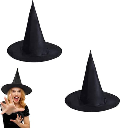 Volwassen zwarte puntige heksenhoeden - 2 stuks, ademend hoofddeksel voor Halloween, cosplay en feestelijke thema's