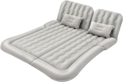 Luchtmatras Dubbel - Kampeerbed Opblaasbaar - Snel Opzetten - Ingebouwde Pomp - 174 x 126 cm - Grijs