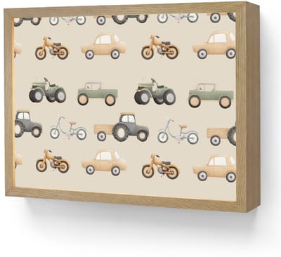 Nachtlampje 40x30 cm - Kinder lamp - Retro - voertuigen - patroon - Tafellamp kinderkamer draadloos - Slaapkamer lampje - Bedlamp kinderen - Kinderlampje - Wandlamp babykamer - Nachtlampjes