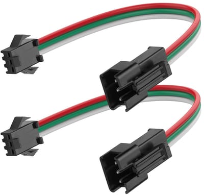 2 stuks 0,3 m 3-polige JST-SM-LED Y-kabel, 5 V 22 AWG verlengkabel voor LED-strips, flexibele PVC-kabel voor SP530E/SP630E-controllers