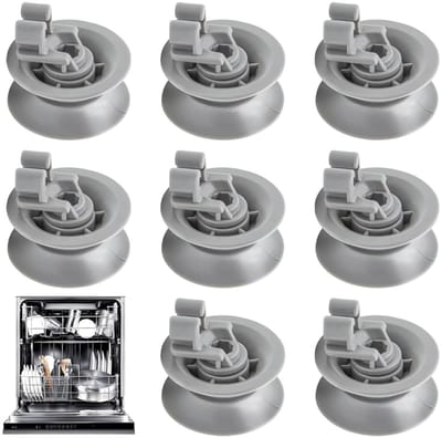 Vervangende wielen voor vaatwasser mand, 8 stuks, 30 mm, geschikt voor bovenste mand, vervangingsrollen, vaatwasseraccessoires, grijs