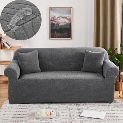Waterdichte stevige elastische bankhoes stretch jacquard spandex armbankhoes voor woonkamer 1/2/3/4 zitplaatsen 1 seat 90-135cm donkergrijze kleur