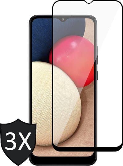 Screenprotector geschikt voor Samsung A02s - 3x FullGuard Glas Screen Protector
