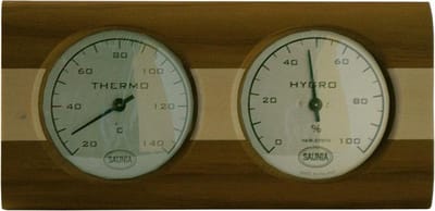 Saunia -  Thermometer met hygrometer- Thermisch behandeld berkenhout