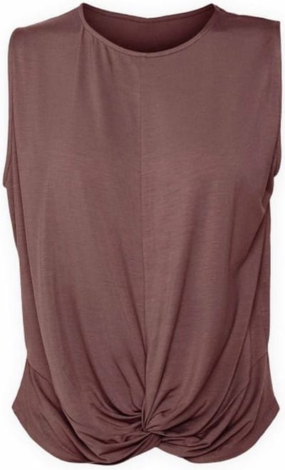 Namastae® Yoga top dames | Yoga kleding dames shirt | Sport shirt geknoopt | Kort topje | Taupe | Maat XS (maat 32-34)