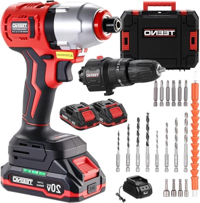 Accu boor- en slagschroevendraaier - Combi set - Klus en montage - Dubbele batterij - 19 accessoires - Zwart