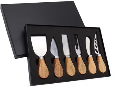 Consumerce® Premium Houten Kaasmessen Set in Geschenkdoos – 6 Stuks – Kaasmes – Kaasmesjes – Kaasmessenset – Kaas Mes – Tapas Mesjes - Borrel