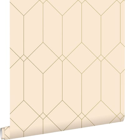 ESTAhome behang art deco motief goud en beige - 53 cm x 10.05 m - 139747